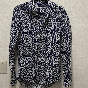 Brian Dales Blue and White Abstract Shirt